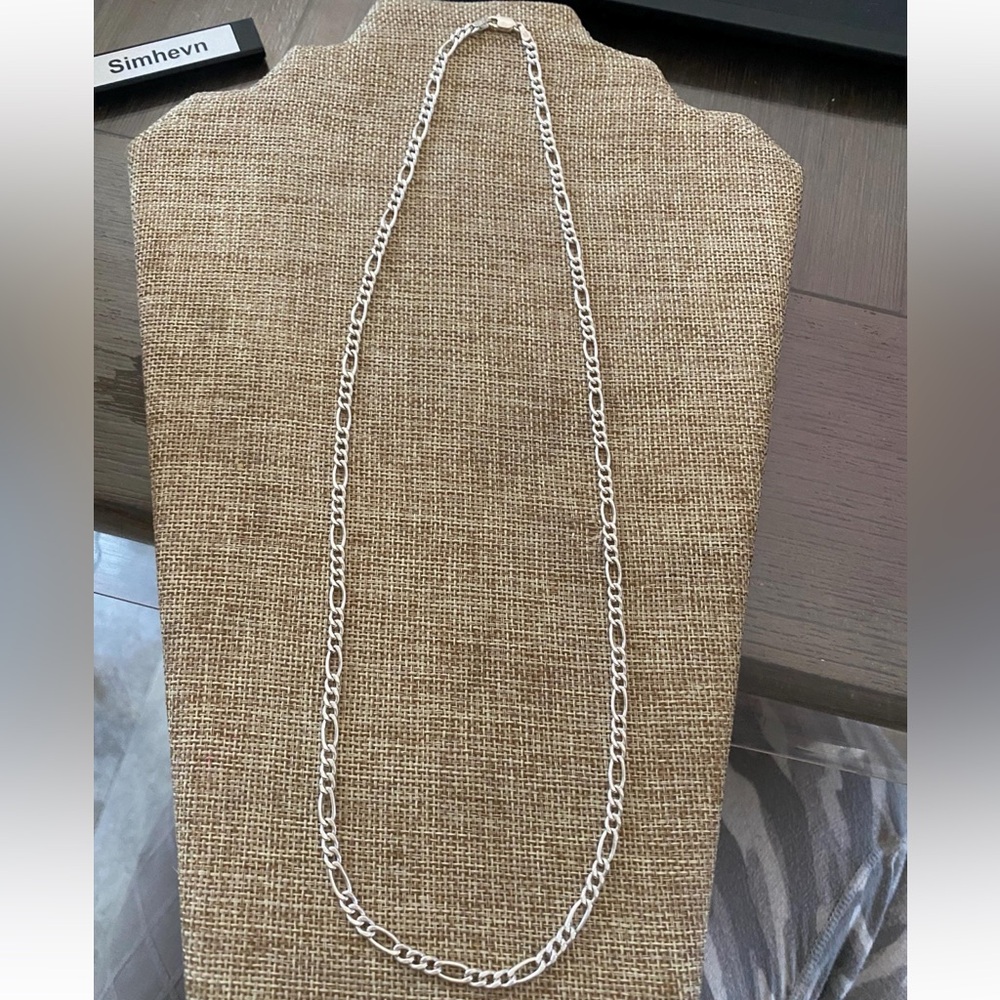 Italian Figaro Link Necklace Sterling Silver 24"in 4mm